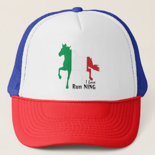 I Love Running & Horse, Italy, flag / sports Trucker Hat