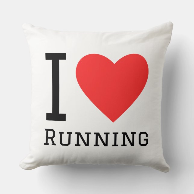 I love running square sticker throw pillow (Front)