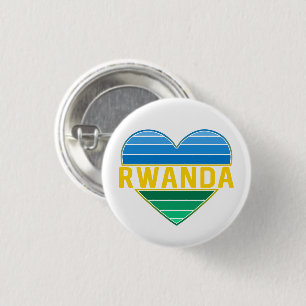 I Love Rwanda, Rwandan Rwandese Heart 1 Inch Round Button