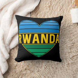 I Love Rwanda, Rwandan Rwandese Heart Throw Pillow