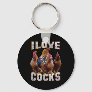 I Love S Funny Roosters Meme Chicken Lovers Keychain