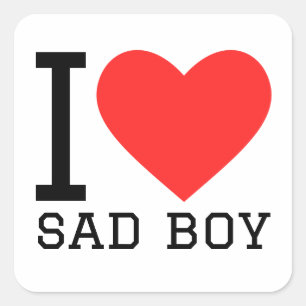 I love sad boy  square sticker