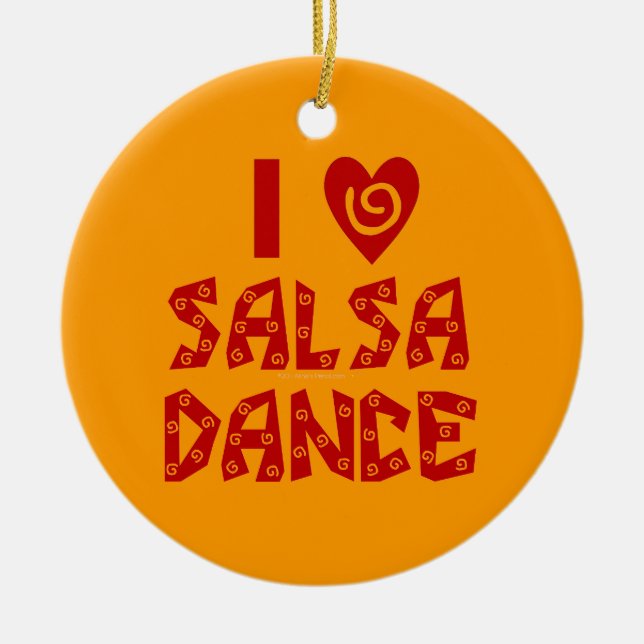 I Love Salsa Dance Custom Dancing Lover Ceramic Ornament (Front)
