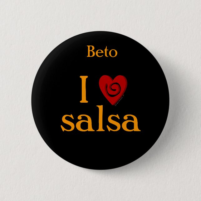 I Love Salsa Swirl Heart Latin Dancing Custom 2 Inch Round Button (Front)