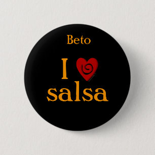 I Love Salsa Swirl Heart Latin Dancing Custom 2 Inch Round Button