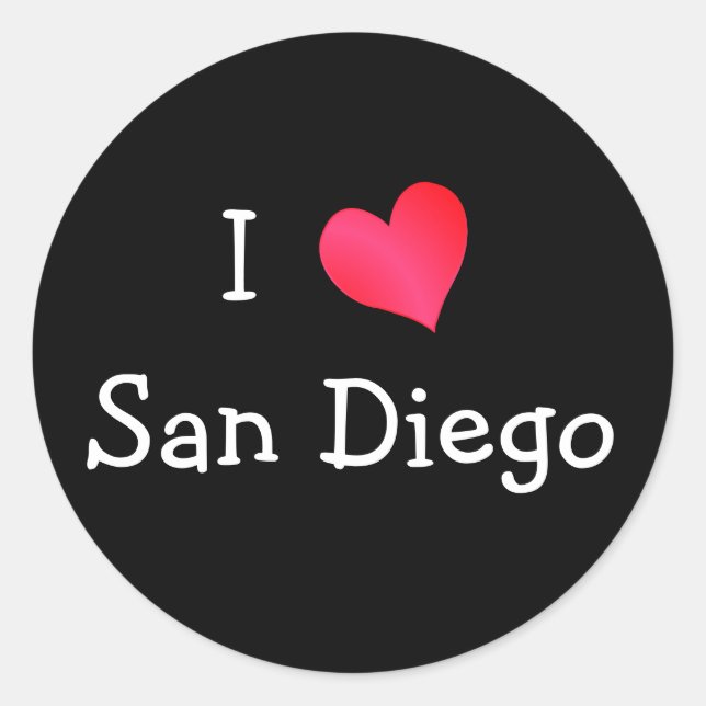 I Love San Diego Classic Round Sticker (Front)