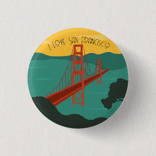 I love San Francisco - Golden Gate Bridge 1 Inch Round Button