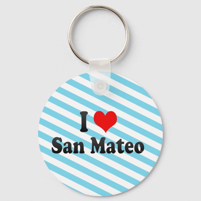 I Love San Mateo, United States Keychain (Front)