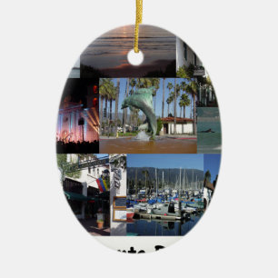 i love santa barbara.png ceramic ornament