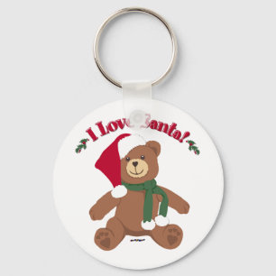 I Love Santa! Christmas Teddy Bear Keychain