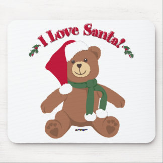 I Love Santa! Christmas Teddy Bear Mouse Pad