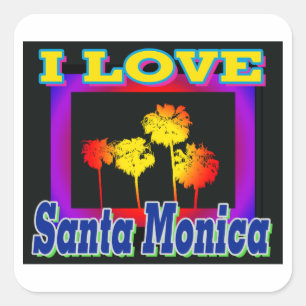 I LOVE Santa Monica Palm Trees in the Box Stickers