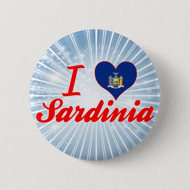 I Love Sardinia, New York 2 Inch Round Button (Front)