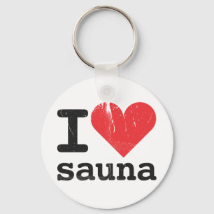 I Love Sauna Keychain