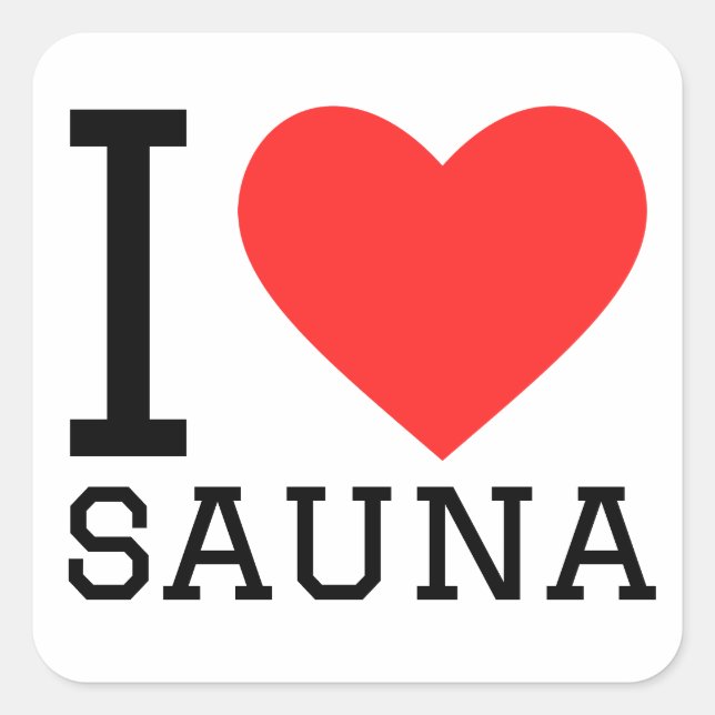 I love sauna square sticker (Front)