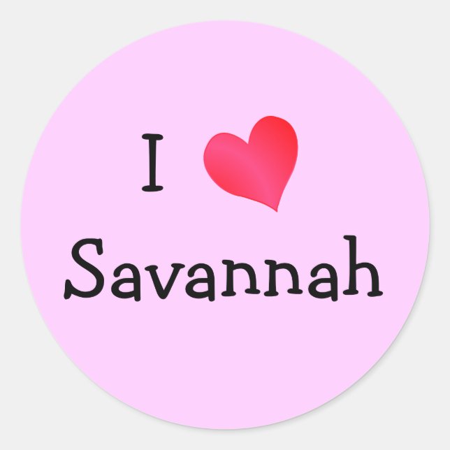 I Love Savannah Classic Round Sticker (Front)