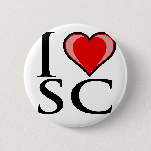 I Love SC - South Carolina 2 Inch Round Button (Front)