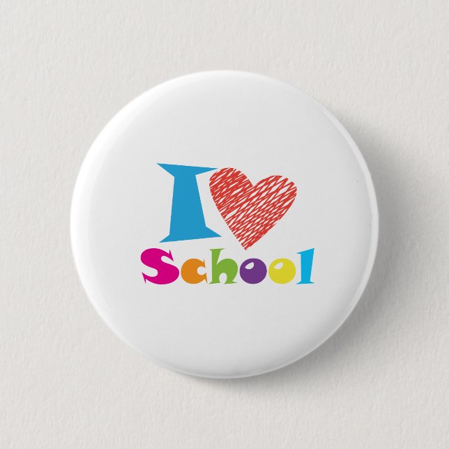 I Love School. Back To School. Cartoon Graduation 2 Inch Round Button (Front)