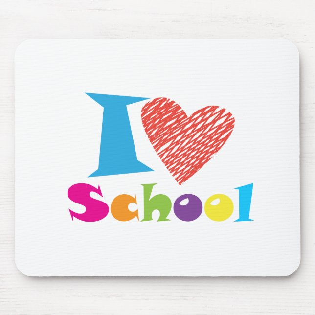 I Love School. Back To School. Cartoon Graduation  Mouse Pad (Front)