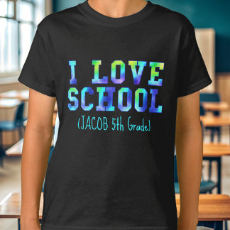 I Love School Boys Name 5th Grade T-Shirt