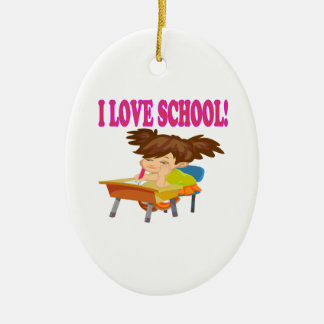 I Love School Ceramic Ornament