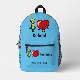 i love school (name) printed backpack