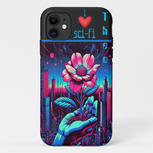 "I Love Sci-Fi" Future Flower Customizable  Case-Mate iPhone Case (Back)