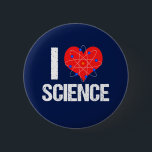 I Love Science 2 Inch Round Button<br><div class="desc">I Love Science women's button with a cool atom model wrapped around a red heart. A great geek gift for a science teacher or a scientist that loves experiments.</div>