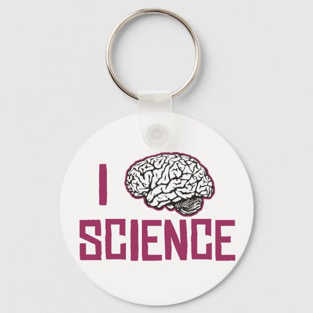 I Love Science (brain) Keychain (Front)
