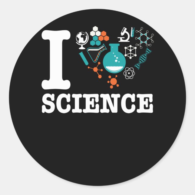 I Love Science Classic Round Sticker (Front)