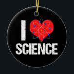 I Love Science Cool Atom Model Scientist Ceramic Ornament<br><div class="desc">I Love Science Christmas ornament. A heart with an atom model wrapped around it makes a great gift for a scientist. Science is so cool.</div>