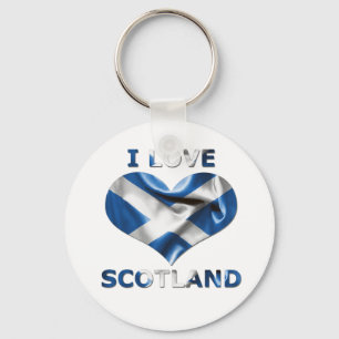 I Love Scotland Heart Flag Keychain