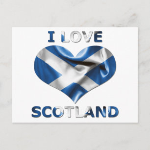 I Love Scotland Heart Flag Postcard