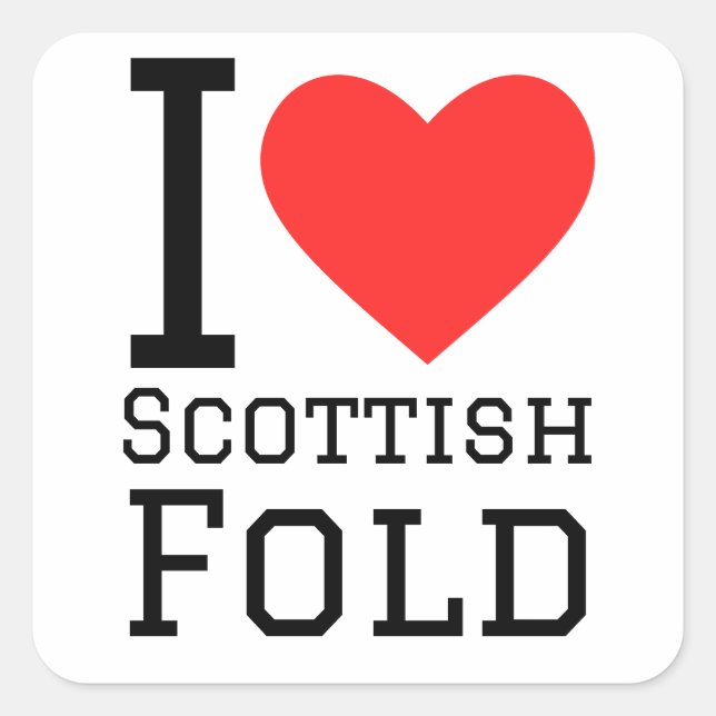 I love Scottish fold Square Sticker (Front)