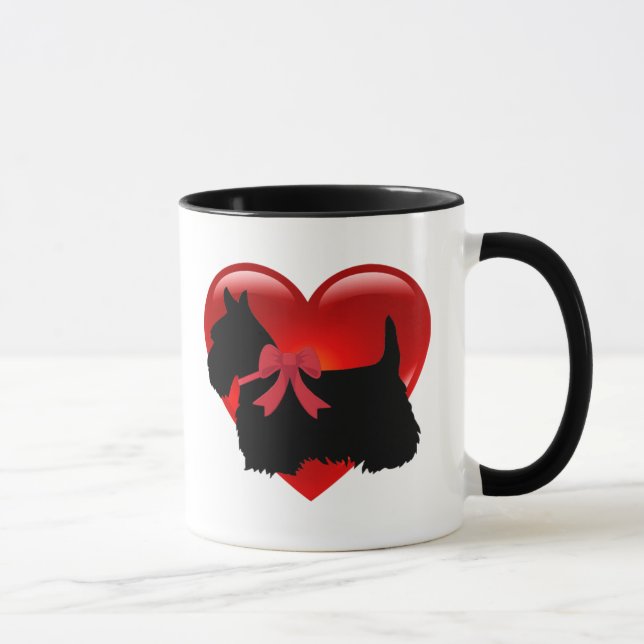 I love, Scottish Terrier, big red heart Mug (Right)