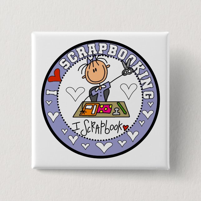 I Love Scrapbooking 2 Inch Square Button (Front)