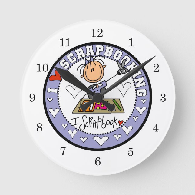 I Love Scrapbooking Round Clock (Front)
