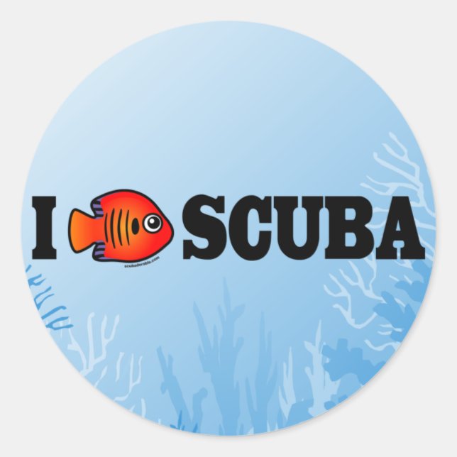 I Love Scuba Classic Round Sticker (Front)