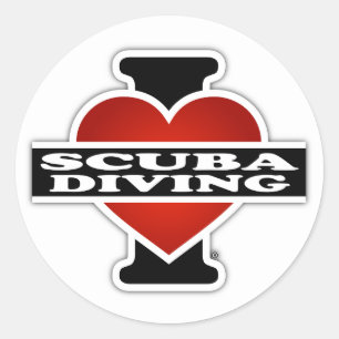 I Love Scuba Diving Classic Round Sticker