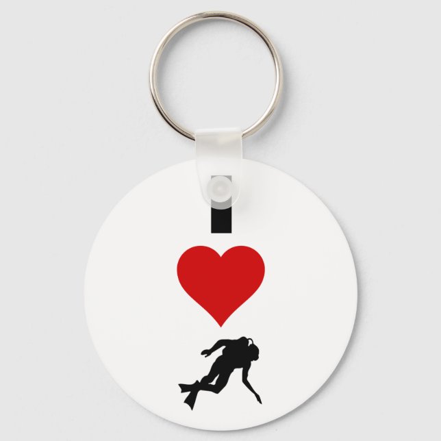 I Love Scuba Diving (Vertical) Keychain (Front)