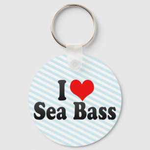 I Love Sea Bass Keychain