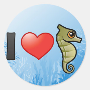 I Love Seahorses Classic Round Sticker