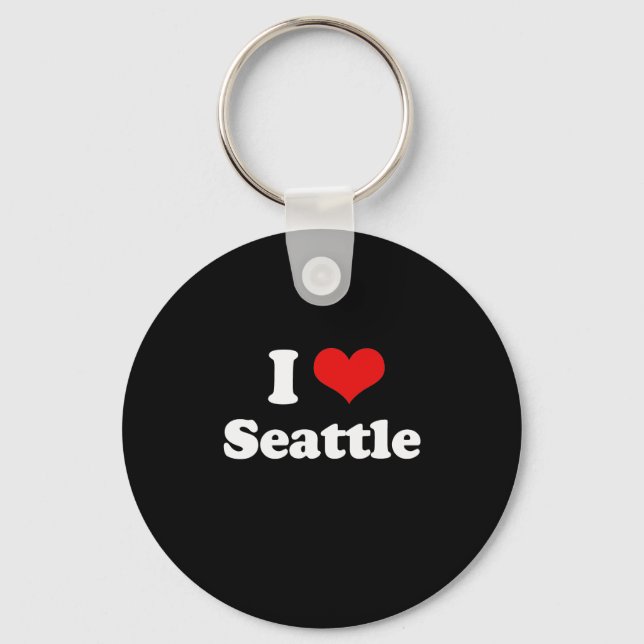 I Love Seattle Tshirt White Tshirt Keychain (Front)