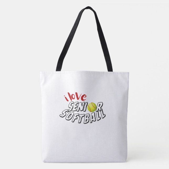 I Love Senior Softball Tote Bag (Front)