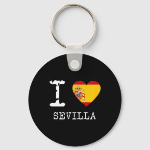 I Love Sevilla Spain Flag  Keychain