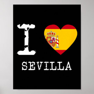 I Love Sevilla Spain Flag Poster