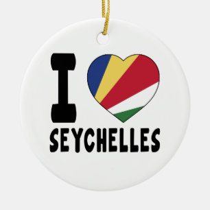 I Love Seychelles Ceramic Ornament