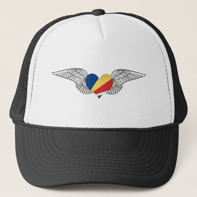 I Love Seychelles -wings Trucker Hat (Front)