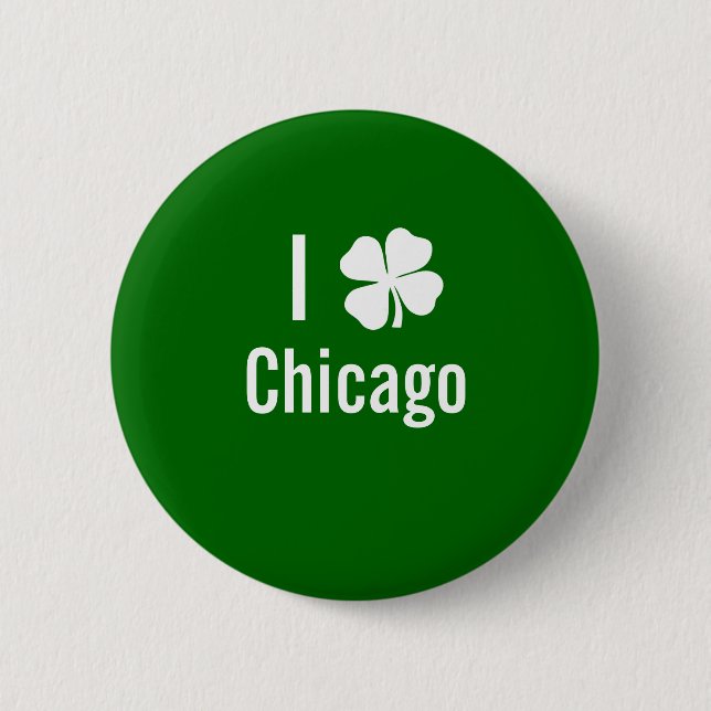 I love (shamrock) Chicago St Patricks Day 2 Inch Round Button (Front)