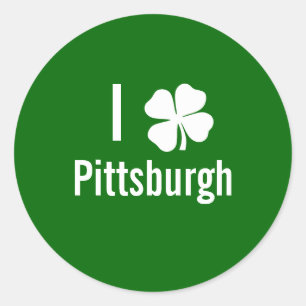 I love (shamrock) Pittsburgh St Patricks Day Classic Round Sticker
